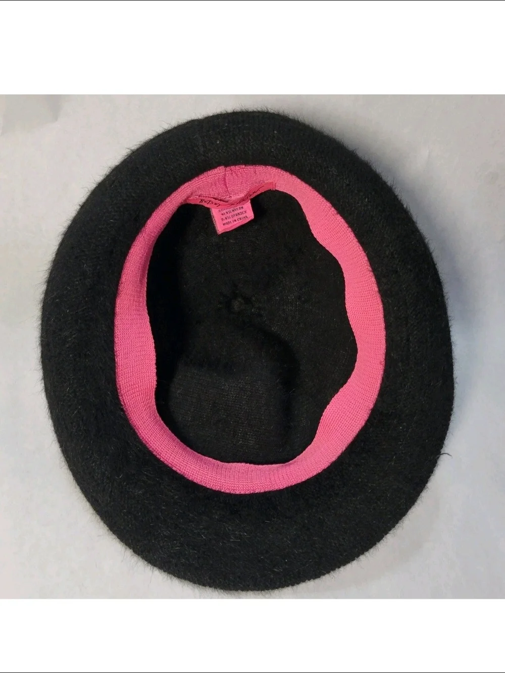 Betsey Johnson Black Angora Rabbit Fur Blend Fedora Hat W/ Heart Charm